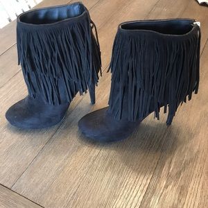 Black Suede Fringe Michael Antonio Booties